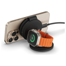 „OntheGo“ belaidis įkroviklis su QI2, Schwarz, 3 viename, 15W, ST-QTG31K „OntheGo“ belaidis įkroviklis su QI2, Schwarz, 3 viename, 15W, ST-QTG31K