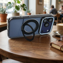 Case for iPhone 14 PRO Frame Circle Stand compatible with MagSafe black