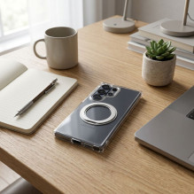 Case for Samsung A37 Frame Circle Stand compatible with MagSafe transparent