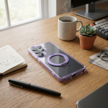 „Samsung A37 Frame Circle“ dėklas, suderinamas su „MagSafe“, violetinis