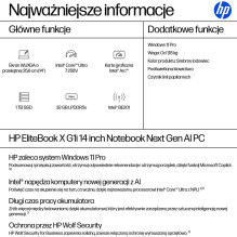 HP EliteBook X G1i Next Gen AI PC Copilot+ PC 14", Intel Core Ultra 7 258V, WUXGA, 32 GB LPDDR5x-SDRAM, 1 TB SSD, W