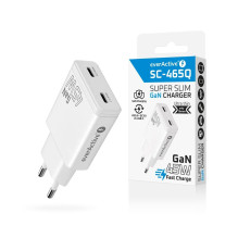 Įkroviklis GaN 2x USB-C Quick Įkrovimas 3.0 45W PD baltas