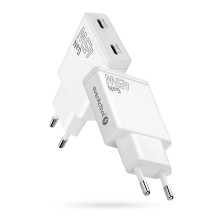 Įkroviklis GaN 2x USB-C Quick Įkrovimas 3.0 45W PD baltas