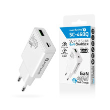 Įkroviklis GaN 1x USB-C, 1x USB Quick Charge 3.0 45W PD baltas Įkroviklis GaN 1x USB-C, 1x USB Quick Charge 3.0 45W PD baltas