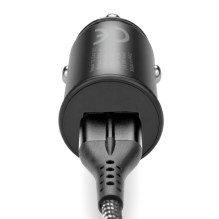 Automobilinis įkroviklis 1 x USB QC3.0 18W juodas + laidas USB-C 1m Automobilinis įkroviklis 1 x USB QC3.0 18W juodas + laidas USB-C 1m