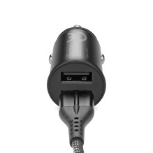 Automobilinis įkroviklis 2 x USB 12W juodas + laidas USB-C 1m Automobilinis įkroviklis 2 x USB 12W juodas + laidas USB-C 1m