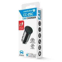 Automobilinis įkroviklis 2 x USB 12W juodas + laidas USB-C 1m Automobilinis įkroviklis 2 x USB 12W juodas + laidas USB-C 1m