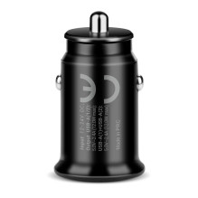 Automobilinis įkroviklis 2 x USB 12W juodas + laidas USB-C 1m Automobilinis įkroviklis 2 x USB 12W juodas + laidas USB-C 1m