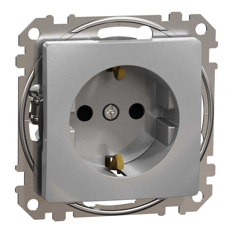 Socket outlet with grounding and child protection Schneider Sedna Design SDD113021 (aluminum)