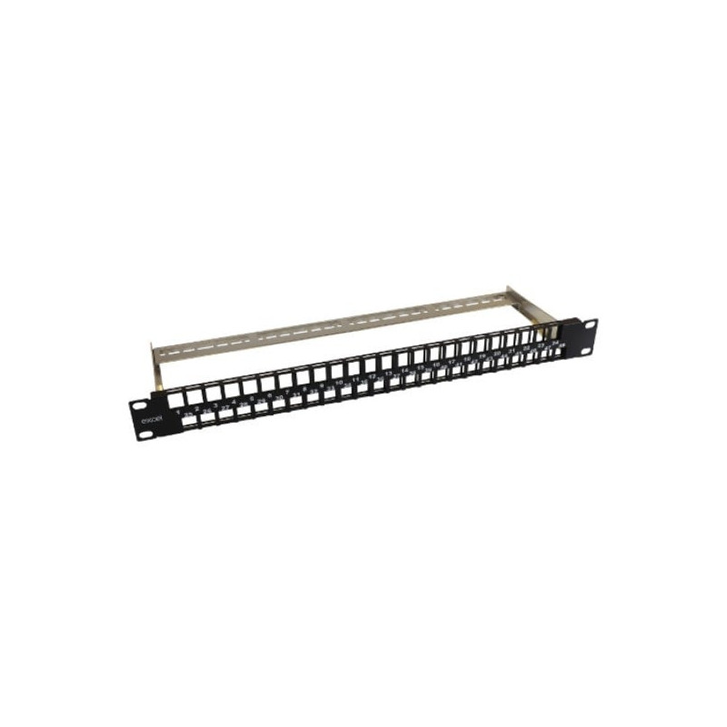 19'' patch panel Excel 100-050 (1U, 48 ports, without sockets, with marking, black)