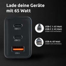 Intenso Power Adapter W65ACC GaN (Black, 65 Watt)