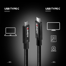 USB-C Kabelis - Lindy 43439 Aktyvus USB-C Į USB-C Kabelis 8 m, Juoda