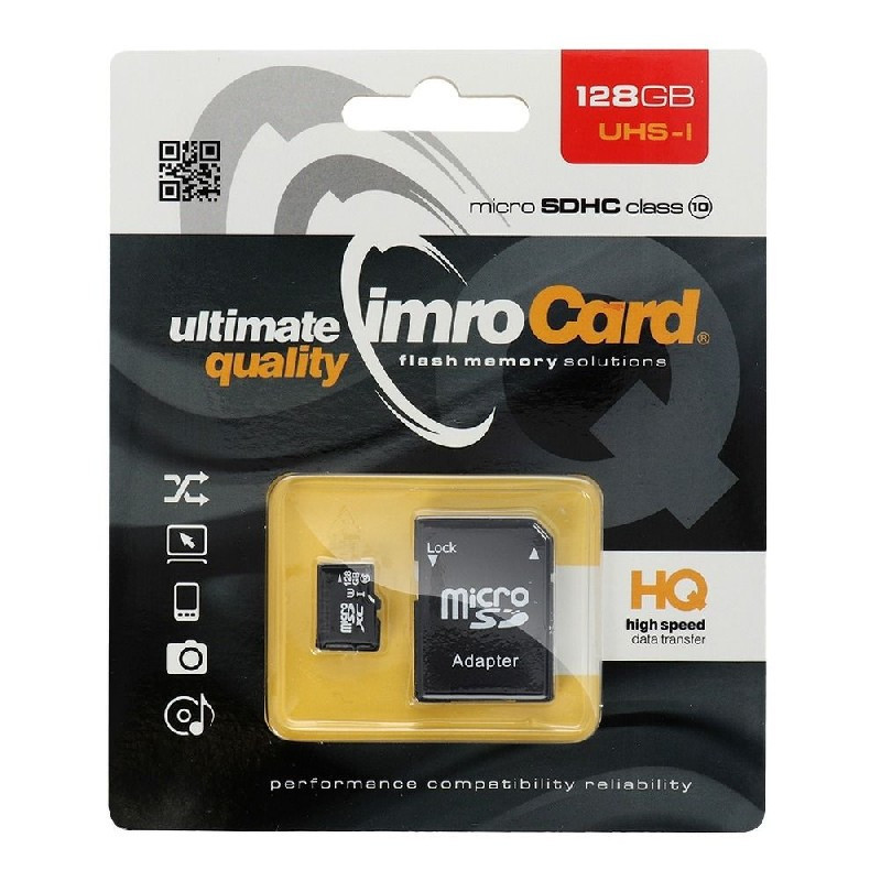Memory card IMRO MicroSD 128GB 100MB / s (class10 UHS I 4K) + SD Adapter