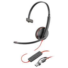 HP Poly Blackwire 3215 Monaural USB-C Headset +3.5mm Plug +USB-C / A Adapter (Bulk)