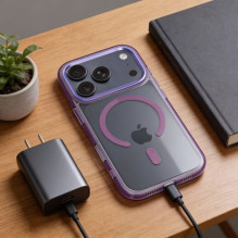 „iPhone 17 Pro / 18 Pro“ korpuso skaidrus hibridinis dėklas Mag, suderinamas su „MagSafe“, juodas „iPhone 17 Pro / 18 Pro“ korpuso skaidrus hibridinis dėklas Mag, suderinamas su „MagSafe“, juodas