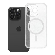 Dėklas, skirtas iPhone 16 PRO skaidriam Mag dėklui – blizgučiai (STR / KAMEROS APSAUGA) compatible su skaidriais „MagSaf