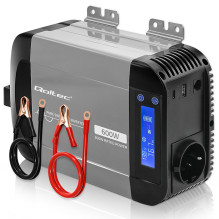 Grynos sinusinės bangos keitiklis, 12V iki 230V, 300 / 600W, LCD, USB, USB-C, LiFePO suderinamas