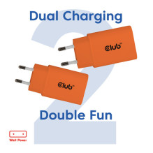Club3D Lifestyle USB-C Charger 30W, 2pcs Orange retail Club3D Lifestyle USB-C Charger 30W, 2pcs Orange retail