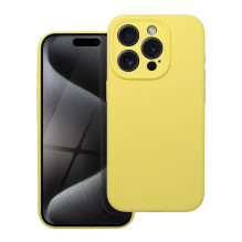 iPhone 15 PRO silikoninis 2 mm dėklas (apsauga nuo kameros), geltonas iPhone 15 PRO silikoninis 2 mm dėklas (apsauga nuo kameros), geltonas