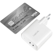 Įkroviklis LogiLink 2xUSB-C 40 W Baltas Įkroviklis LogiLink 2xUSB-C 40 W Baltas