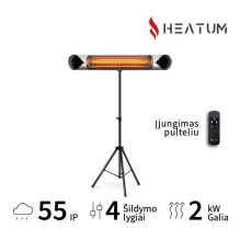Freestanding Infrared Heater Heatum H2000R CORE SILVER with tripod stand