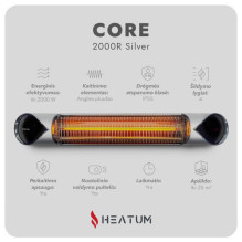 Freestanding Infrared Heater Heatum H2000R CORE SILVER with tripod stand