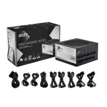 Power Supply, MSI, PRO A1000PL PCIE5, ATX, PC, 100 - 240 V, 1000 W, PROA1000PLPCIE5