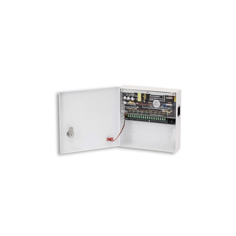 Maitinimo blokas su korpusu PowerBubble PBWD1210-09C (10A / 12V, 9 išėjimai su saug.)