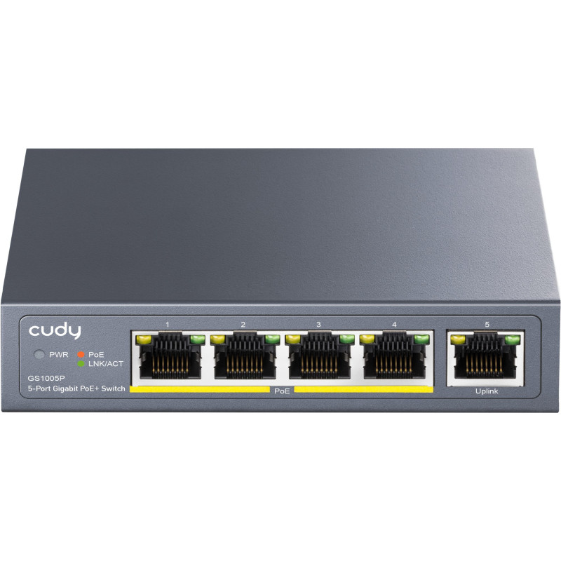 5 prievadų komutatorius CUDY GS1005P (Nevaldomas, PoE)