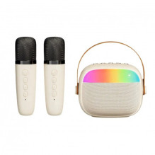 „Riff K30 RGB“ nešiojama „Bluetooth“ karaoke sistema su 2 belaidžiais mikrofonais „Riff K30 RGB“ nešiojama „Bluetooth“ karaoke sistema su 2 belaidžiais mikrofonais