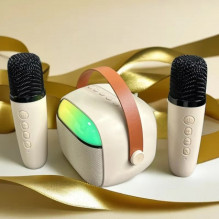 „Riff K30 RGB“ nešiojama „Bluetooth“ karaoke sistema su 2 belaidžiais mikrofonais „Riff K30 RGB“ nešiojama „Bluetooth“ karaoke sistema su 2 belaidžiais mikrofonais