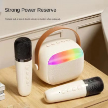 „Riff K30 RGB“ nešiojama „Bluetooth“ karaoke sistema su 2 belaidžiais mikrofonais „Riff K30 RGB“ nešiojama „Bluetooth“ karaoke sistema su 2 belaidžiais mikrofonais