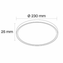 Visional LED Waterproof luminaire 18W, 3CCT, 2160Lm, IP44, Ø 230 x 25 mm, W
