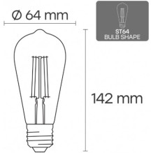 „Visional“ LED lemputė su reguliuojamu šviesos srautu, E27, ST64, 10 W, 1100 lm, 3000 K, 360°, gintaro spalvos