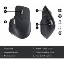 „Logitech MX Master 3S Business“ grafito spalvos, 910-006582 „Logitech MX Master 3S Business“ grafito spalvos, 910-006582
