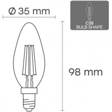 Visional LED Filament bulb E14, C35, 4W, 520lm, 3000K, 360°