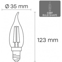 Visional LED Filament bulb E14, C35T, 4W, 520lm, 3000K, 360°