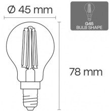 Visional LED Filament bulb E14, G45, 4W, 520lm, 3000K, 360°