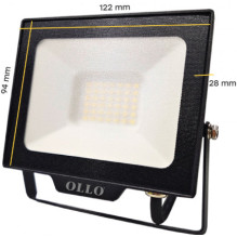 OLLO LED drėgmei atsparus lauko prožektorius 20W, 2000Lm, 4000K, IP65 OLLO LED drėgmei atsparus lauko prožektorius 20W, 2000Lm, 4000K, IP65