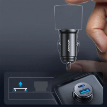 „Joyroom JR-CCN05“ 30 W USB-A USB-C mini automobilinis įkroviklis – juodas „Joyroom JR-CCN05“ 30 W USB-A USB-C mini automobilinis įkroviklis – juodas