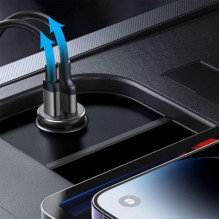 Joyroom JR-CCN05 30W USB-A USB-C mini car charger - black Joyroom JR-CCN05 30W USB-A USB-C mini car charger - black