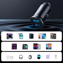 Joyroom JR-CCN05 30W USB-A USB-C mini car charger - black Joyroom JR-CCN05 30W USB-A USB-C mini car charger - black