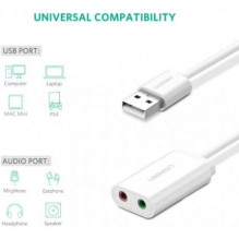 „Ugreen 30143“ USB 2.0 išorinis garso adapteris kompiuteriui