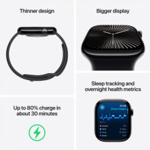 „Apple Watch Series 10 Cellular“ 42 mm juodos spalvos / rašalinis dirželis „Apple Watch Series 10 Cellular“ 42 mm juodos spalvos / rašalinis dirželis
