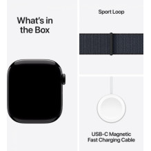 „Apple Watch Series 10 Cellular“ 42 mm juodos spalvos / rašalinis dirželis „Apple Watch Series 10 Cellular“ 42 mm juodos spalvos / rašalinis dirželis