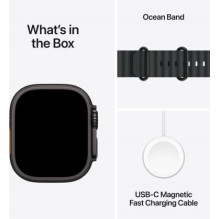 „Apple Watch Ultra 3“, 49 mm, juodas titano spalvos / vandenyno juodumo dirželis „Apple Watch Ultra 3“, 49 mm, juodas titano spalvos / vandenyno juodumo dirželis
