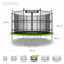 „Zipro Jump Pro“ vidinis tinklas 12 pėdų (374 cm)
