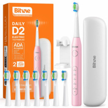 Bitvae D2 elektrinis dantų šepetėlis x8 / kelioninis dėklas / laikiklis / laidas, rožinis Bitvae D2 elektrinis dantų šepetėlis x8 / kelioninis dėklas / laikiklis / laidas, rožinis