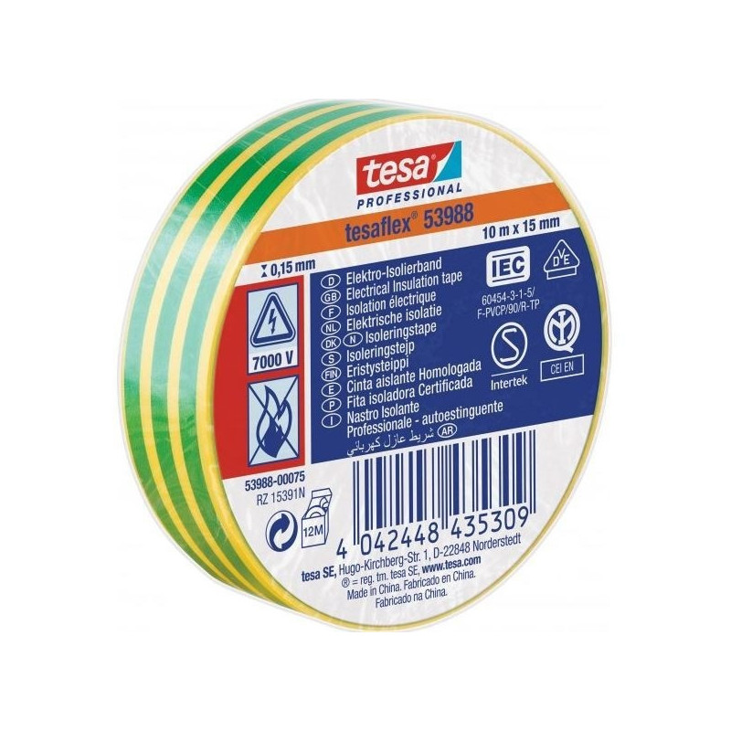 Insulating tape TESA (yellow / green) 20m x 19 mm 53988-00081-00