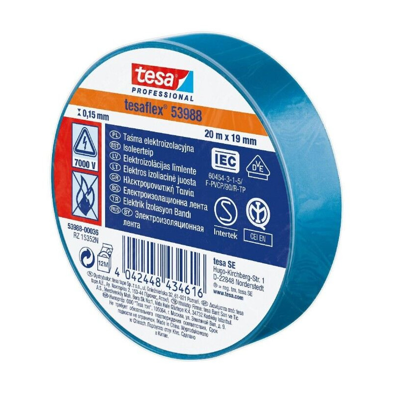 Insulating tape TESA (blue) 33m x 19mm 53988-00038-00